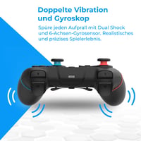 NK Wireless Switch Controller Fekete - OLED/Lite/Pro Kompatibilis, 6-Axis, Turbo, Dual Shock - Black + blue / red 7