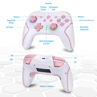 NK Wireless Switch Controller Fekete - OLED/Lite/Pro Kompatibilis, 6-Axis, Vibráció - white/pink 3