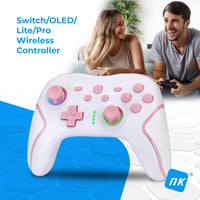 NK Wireless Switch Controller Fekete - OLED/Lite/Pro Kompatibilis, 6-Axis, Vibráció - white/pink 2