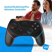 NK Wireless Switch Controller Fekete - OLED/Lite/Pro Kompatibilis, 6-Axis, Turbo, Dual Shock - Black + blue / red 2