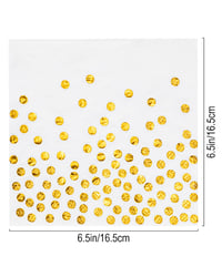 Noa Home Deco, 60 bucăți șervețele din hârtie cu buline aurii, 33x33 cm, șervețele albe în 3 straturi pentru zile de naștere, nunți și sărbători 3