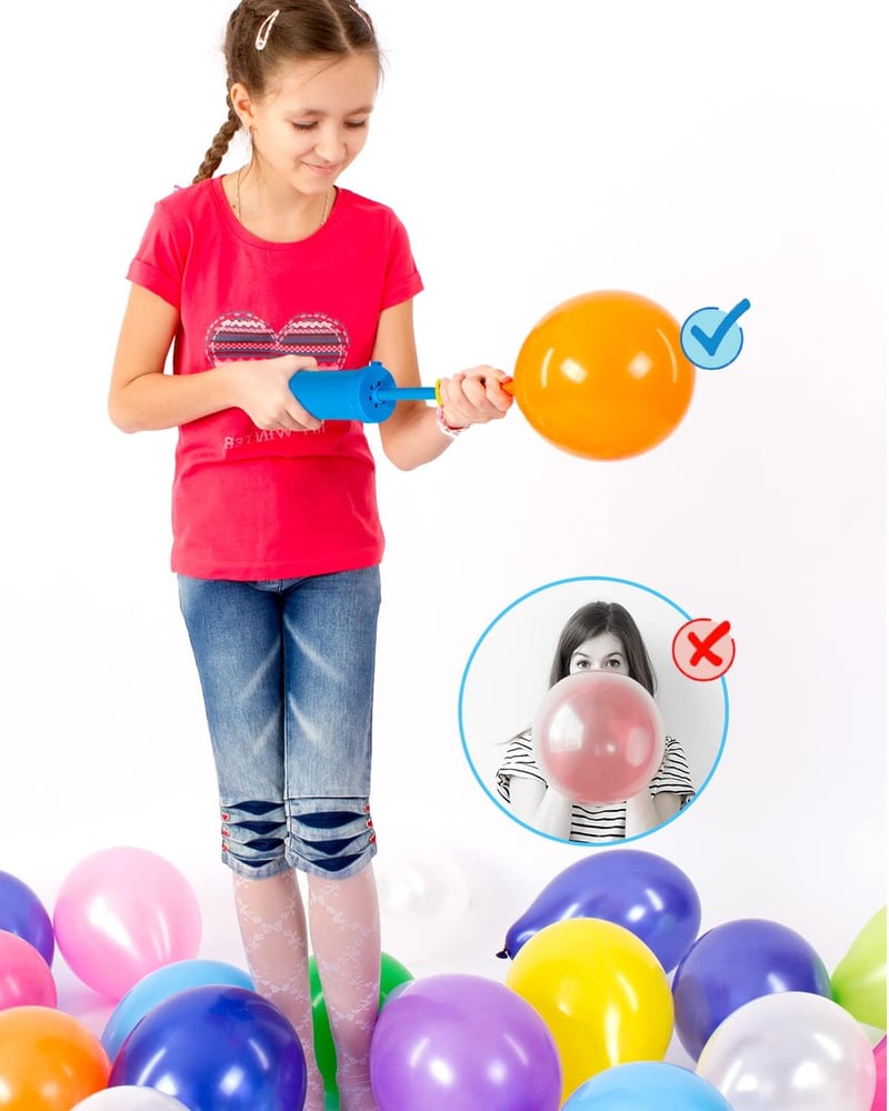 Noa Home Deco kézi légballon pumpa kék és rózsaszín - esküvő, születésnap, party dekorációhoz - yellow / blue