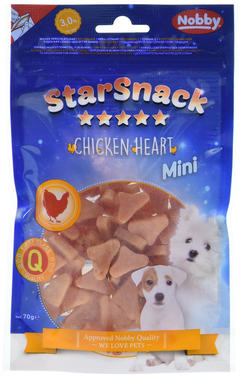 Recompense pentru câini Nobby StarSnack Mini cu inimioare de pui, 70 g