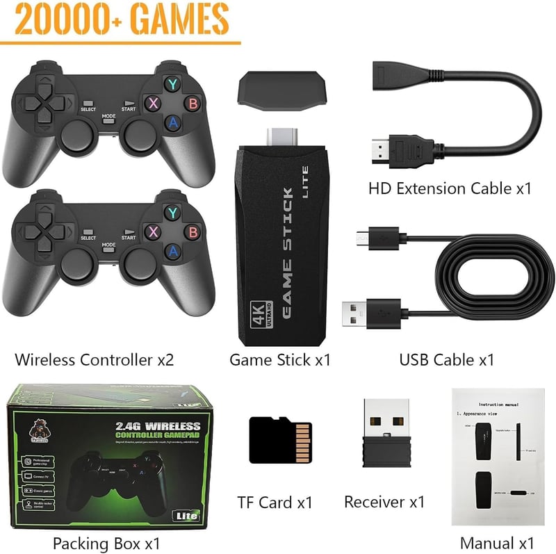 NOBES Retro Game Stick 21700+ játékkal, 2 kontrollerrel, HDMI csatlakozás