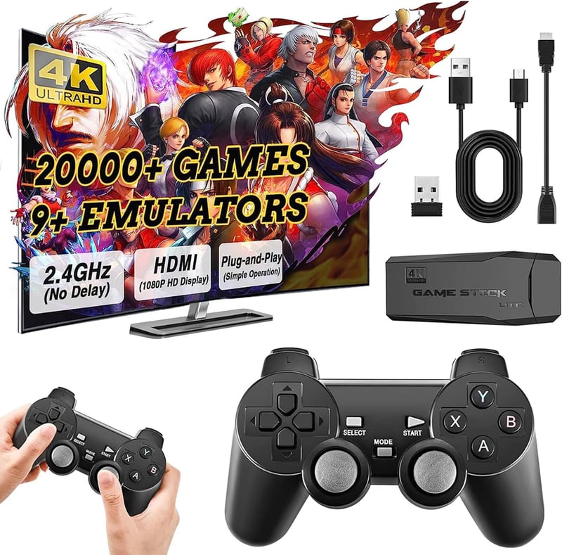NOBES Retro Game Stick 21700+ játékkal, 2 kontrollerrel, HDMI csatlakozás