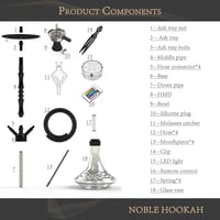 NOBLE HOOKAH 100 cm Shisha szett 4 csatlakozással LED világítással XXL fej 4