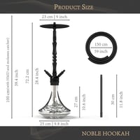 NOBLE HOOKAH 100 cm Shisha szett 4 csatlakozással LED világítással XXL fej 3