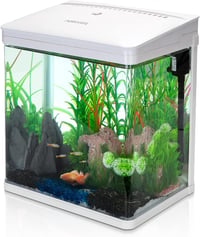 Nobleza 14 Literes Nano Akvárium LED Világítással és Szűrőrendszerrel - Édesvízi Trópusi Halaknak, Panoráma Üveg, Fehér 1