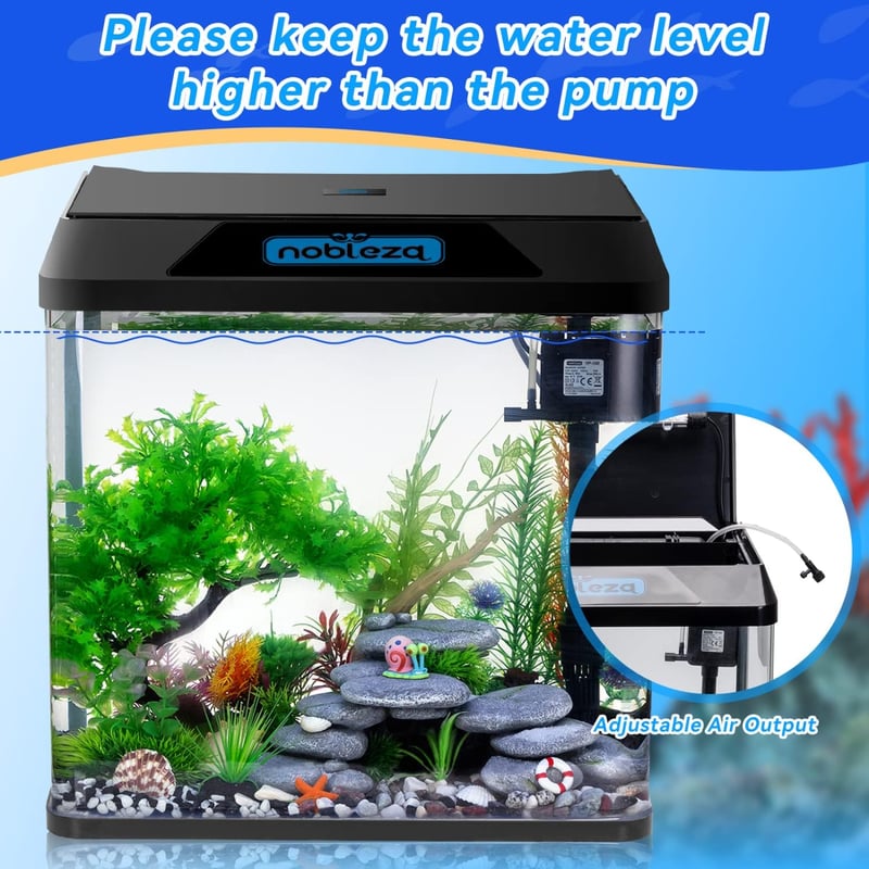 Nobleza 30L Mini Akvarium Komplett Szett LED Világítással és Beépített Szűrővel