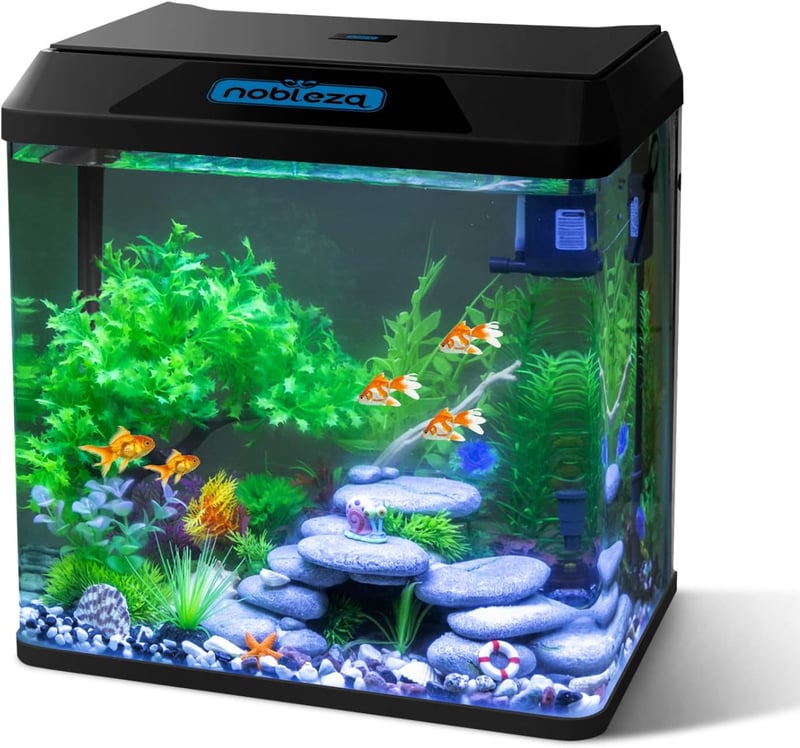Nobleza 30L Mini Akvarium Komplett Szett LED Világítással és Beépített Szűrővel