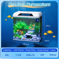 Nobleza 30L Mini Akvarium Komplett Szett LED Világítással és Beépített Szűrővel 6
