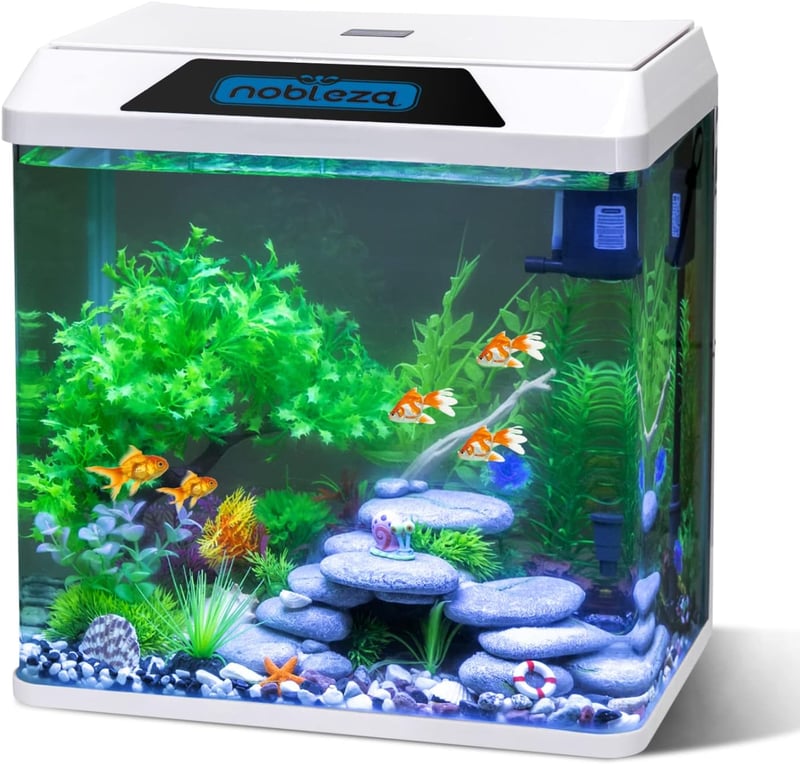 Nobleza 30L Mini Akvarium Komplett Szett LED Világítással és Beépített Szűrővel
