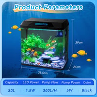 Nobleza 30L Mini Akvarium Komplett Szett LED Világítással és Beépített Szűrővel 6