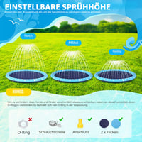 Piscină pentru câini Nobleza 140 cm, Covoraș pliabil cu stropitoare pentru câini, grosime 0,55 mm, antiderapant, jucărie de apă pentru grădină, pentru vară, pentru câini de talie mare și mică 6