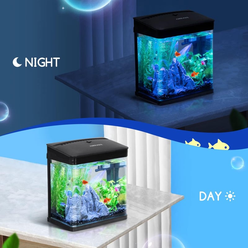 Nobleza Nano Akvarium 14L LED Világítással és Szűrőrendszerrel