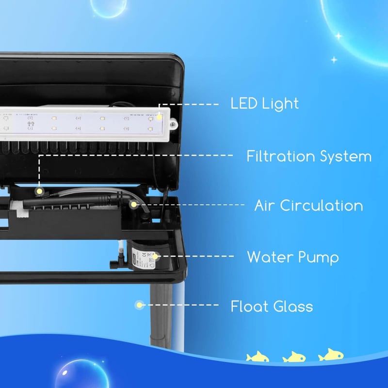 Nobleza Nano Akvarium 14L LED Világítással és Szűrőrendszerrel