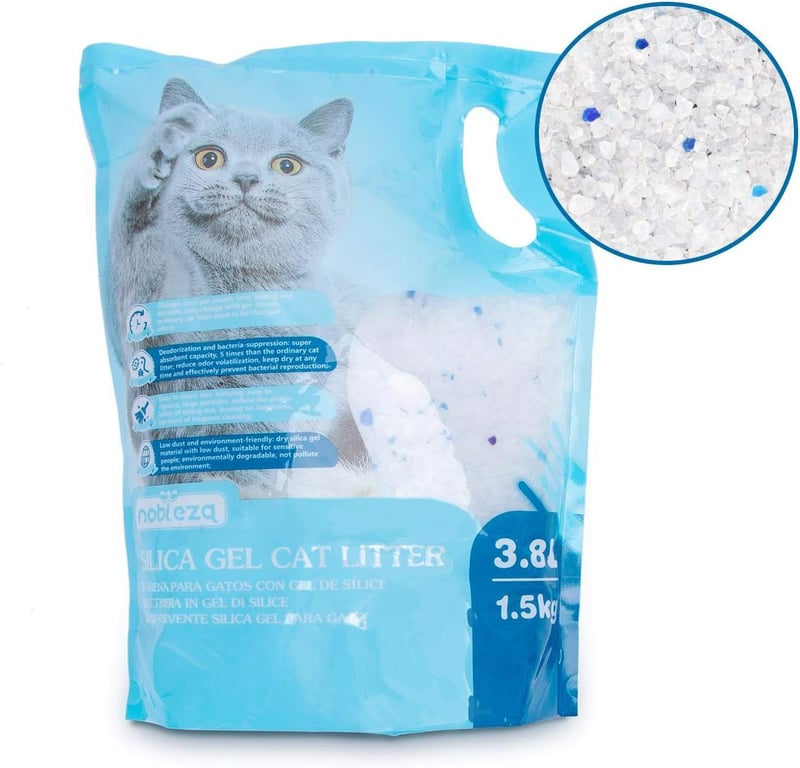 Nobleza Szilikát Kristály Macskaalom - 8x3,8L (30,4L) - Pormentes, Csomósodásmentes, Szagsemlegesítő, Gyors Nedvszívó, Biológiailag Lebomló