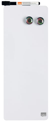 Mini tablă magnetică albă Nobo 140x360 mm, tablă albă fără ramă cu marker, magneți și kit de montare, montabilă pe perete, 1903764 1