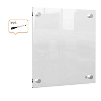 Tablă magnetică din sticlă acrilică Nobo Mini, montabilă pe perete, fără ramă, pentru scriere cu marker, albă, 300x300 mm, cu marker inclus 6