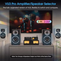 Comutator de amplificator și selector de boxe Nobsound VU3PRO Dual Analog VU Meter 2-în-1, 2-IN-2-OUT, cu microfon și panou de afișare DB 2