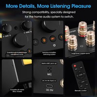 Comutator de amplificator și selector de boxe Nobsound VU3PRO Dual Analog VU Meter 2-în-1, 2-IN-2-OUT, cu microfon și panou de afișare DB 7