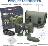 NOCOEX 10x50 Tengerészeti Távcső Éjjellátó Funkcióval, Távolságmérővel és Iránytűvel - Vízálló, Időjárásálló Távcső Hordtáskával 7
