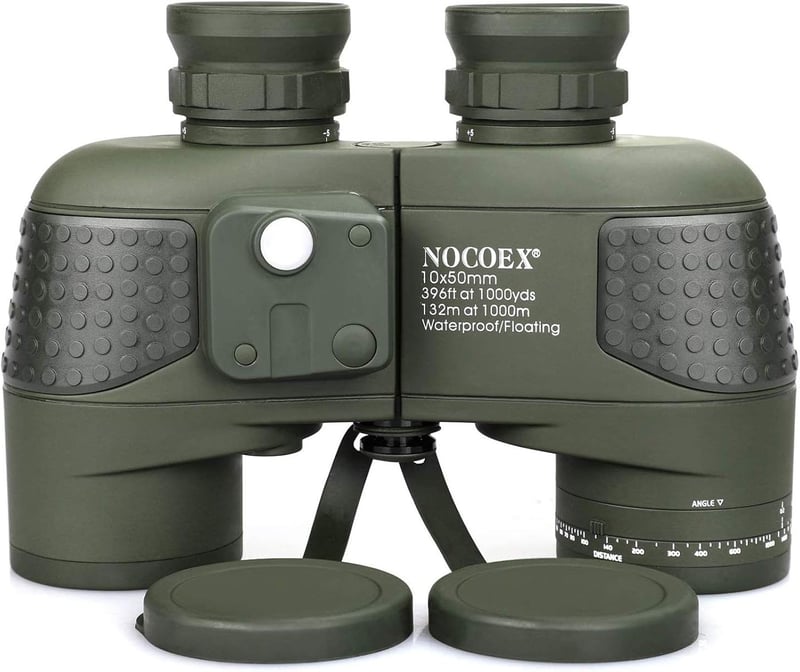 NOCOEX 10x50 Tengerészeti Távcső Éjjellátó Funkcióval, Távolságmérővel és Iránytűvel - Vízálló, Időjárásálló Távcső Hordtáskával