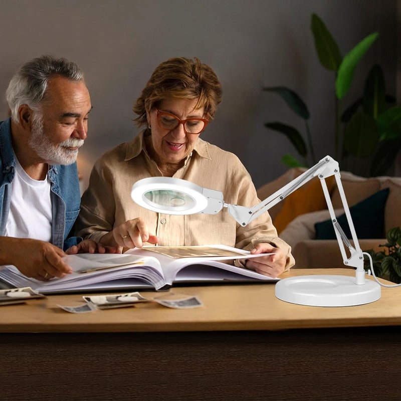 NOEVSBIG 2in1 Nagyítólámpa 10X 5X Állvánnyal LED Asztali Lámpa Hobbi Kézimunkához - 2-Touch lamp
