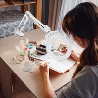 NOEVSBIG 2in1 Nagyítólámpa 10X 5X Állvánnyal LED Asztali Lámpa Hobbi Kézimunkához - 2-Touch lamp 5
