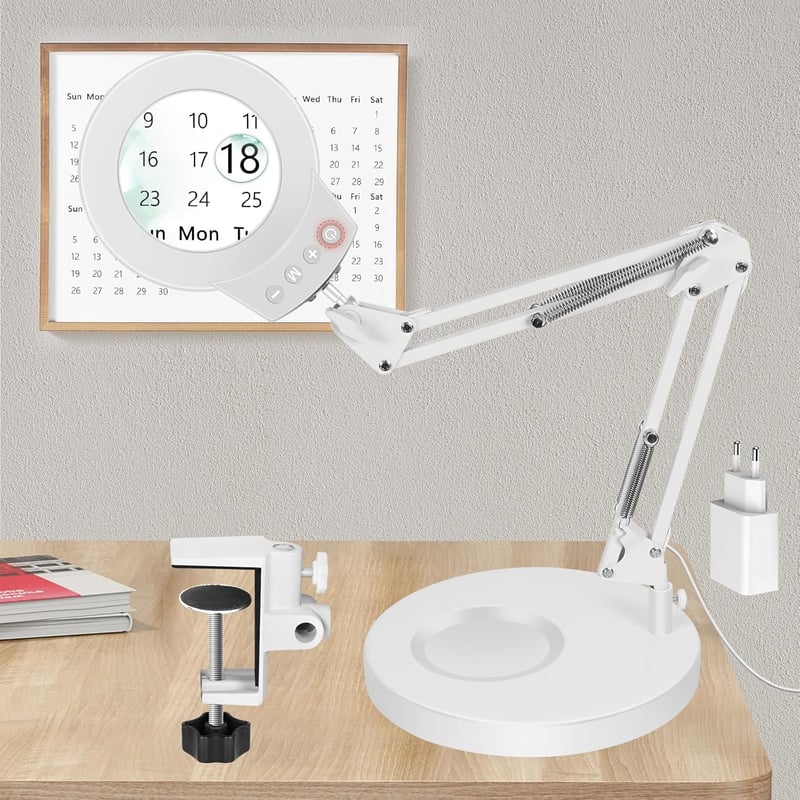 NOEVSBIG 2in1 Nagyítólámpa 10X 5X Állvánnyal LED Asztali Lámpa Hobbi Kézimunkához - 2-Touch lamp
