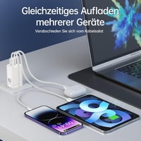 NOHON 65W GaN 3 portos USB-C gyorstöltő PD 3.0 + 1,2 m kábel - fehér 5