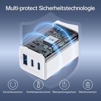 NOHON 65W GaN 3 portos USB-C gyorstöltő PD 3.0 + 1,2 m kábel - fehér 6