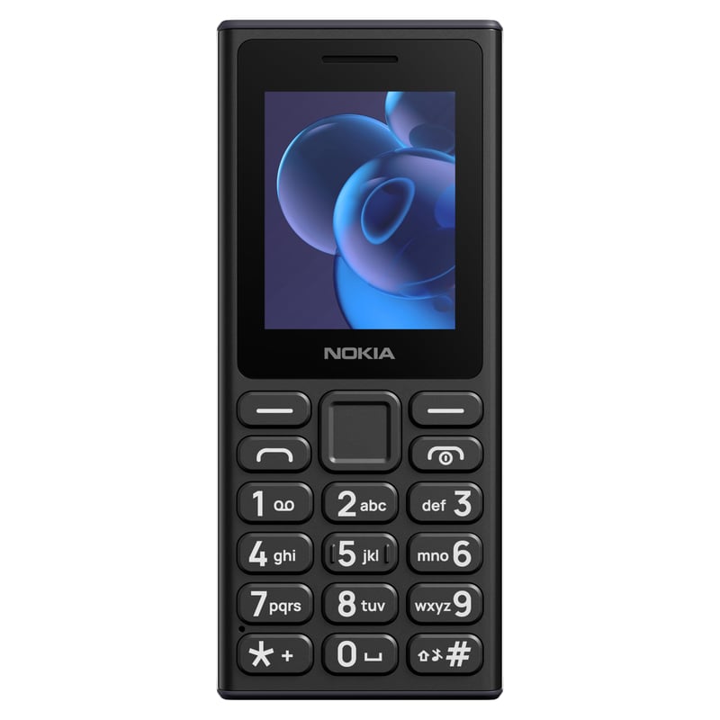 Mobilný telefón Nokia 105 2G Dual SIM, voľný na všetky siete – 1,77" displej, 1000 mAh batéria, FM rádio, 3,5 mm jack, čierny