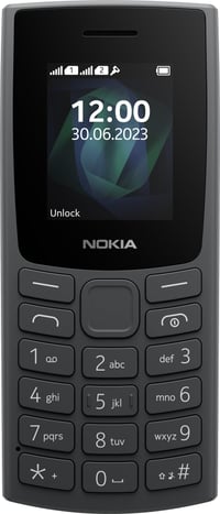 Mobilný telefón Nokia 105 2G, voľný na všetky siete, antracitová farba, Dual SIM, FM rádio, veľký displej, dlhá výdrž batérie, používaný 1