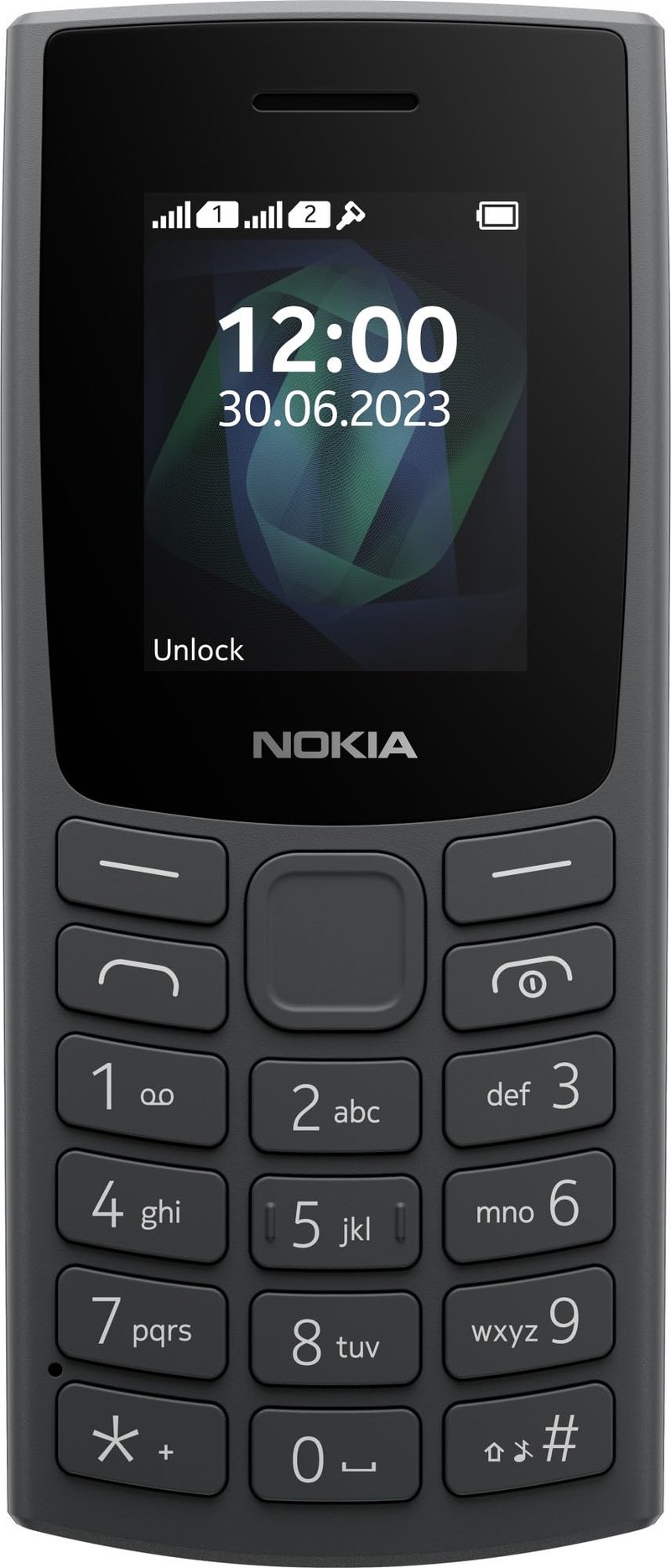 Mobilný telefón Nokia 105 2G, voľný na všetky siete – antracitový, Dual SIM, 12-hodinová výdrž hovoru, FM rádio, veľký displej, tlačidlová klávesnica