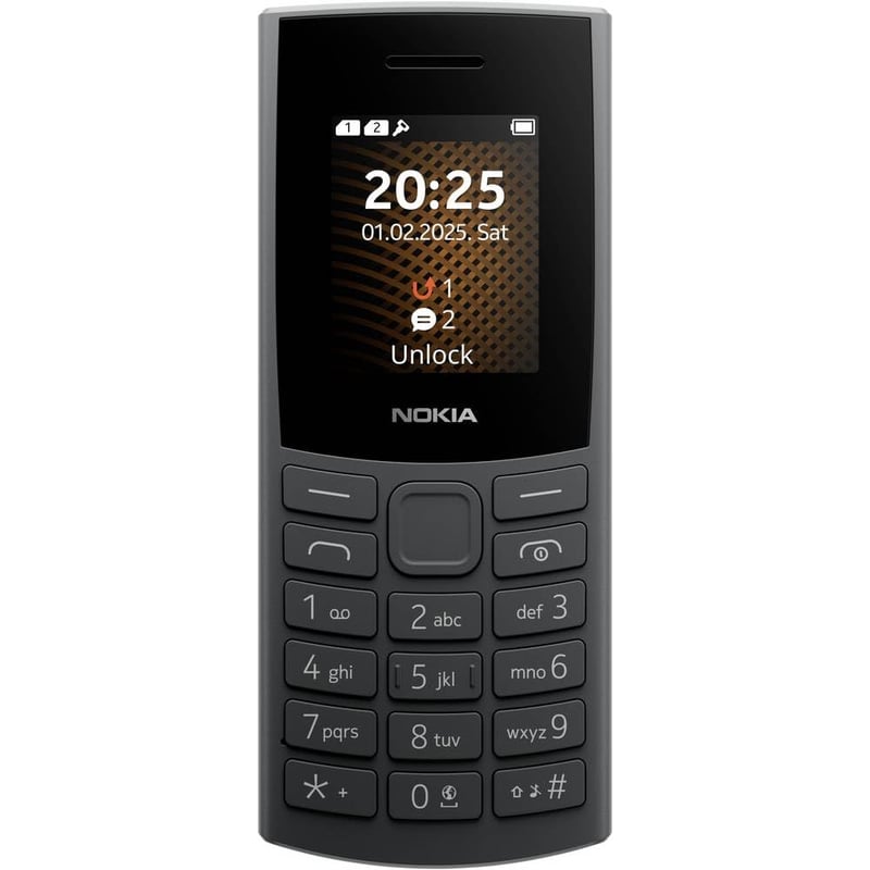 Nokia 105 4G 2. generácia (2024) Mobilný telefón, Dual SIM, neblokovaný – Charcoal – 1,77" displej, 1450 mAh batéria, Bluetooth 5.0, USB-C