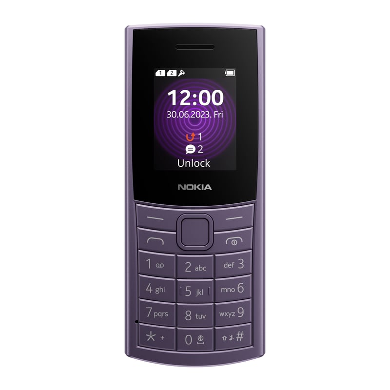 Mobilný telefón Nokia 110 4G 2024 fialový, neblokovaný – 2-palcový displej, Nano SIM, 3,5 mm jack, 32 GB pamäť