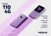 Mobilný telefón Nokia 110 4G 2024 fialový, neblokovaný – 2-palcový displej, Nano SIM, 3,5 mm jack, 32 GB pamäť 6