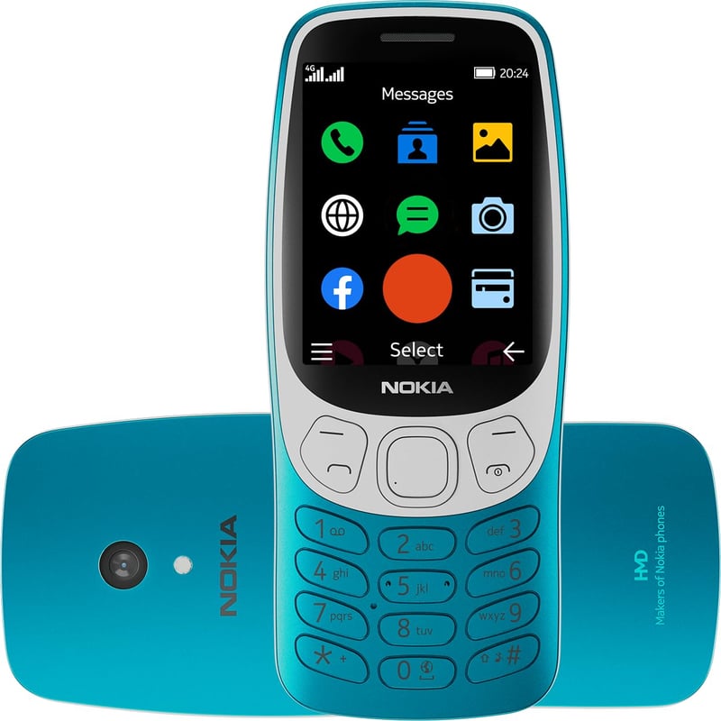 Mobilný telefón Nokia 3210 (2024) – 2,4-palcový displej, 128 MB RAM, modrá farba