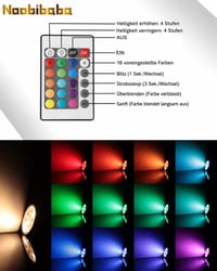 Noobibaba GU5.3 MR16 LED žiarovka 4W 12V RGBW s meniteľnou farbou, bi-pin, teplá biela a 15 farieb s diaľkovým ovládačom, 3 ks 8