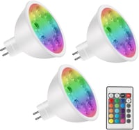 Noobibaba GU5.3 MR16 LED žiarovka 4W 12V RGBW s meniteľnou farbou, bi-pin, teplá biela a 15 farieb s diaľkovým ovládačom, 3 ks 1
