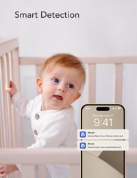 Detská pestúnka Nooie s kamerou, 2K HD rozlíšenie, Wi-Fi, nočné videnie, detekcia pohybu a zvuku, obojsmerný zvuk, kompatibilná s Alexou, mobilná aplikácia, biela 3