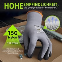 Nopaben Munkakesztyű 6 Pár Nitril Bevonattal, Csúszásmentes Grip, M Méret 5