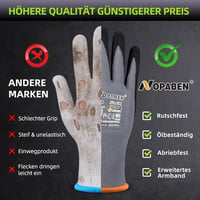 Nopaben Munkakesztyű 6 Pár Nitril Bevonattal, Csúszásmentes Grip, M Méret 2
