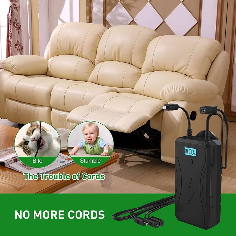 NOPWOK 2500 mAh Univerzális Akkumulátor Szett Elektromos Relax Fotelekhez, Kanapékhoz, Emelő Székekhez, 2-Tűs Csatlakozással, Újratölthető