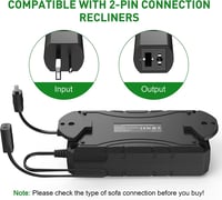 NOPWOK 2500 mAh Univerzális Akkumulátor Szett Elektromos Relax Fotelekhez, Kanapékhoz, Emelő Székekhez, 2-Tűs Csatlakozással, Újratölthető 2
