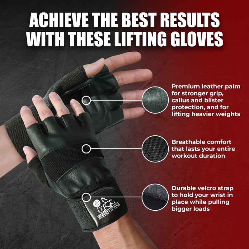 Mănuși de antrenament Nordic Lifting cu susținere pentru încheieturi 30 cm - Fitness și CrossFit