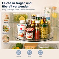 Nordkai organizér do chladničky, sada 2 ks, 360° otočný podnos, priehľadný Lazy Susan, 23,5 cm a 27 cm, na korenie a fľaše 5