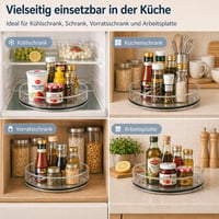Nordkai organizér do chladničky, sada 2 ks, 360° otočný podnos, priehľadný Lazy Susan, 23,5 cm a 27 cm, na korenie a fľaše 7