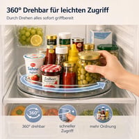 Nordkai organizér do chladničky, sada 2 ks, 360° otočný podnos, priehľadný Lazy Susan, 23,5 cm a 27 cm, na korenie a fľaše 3